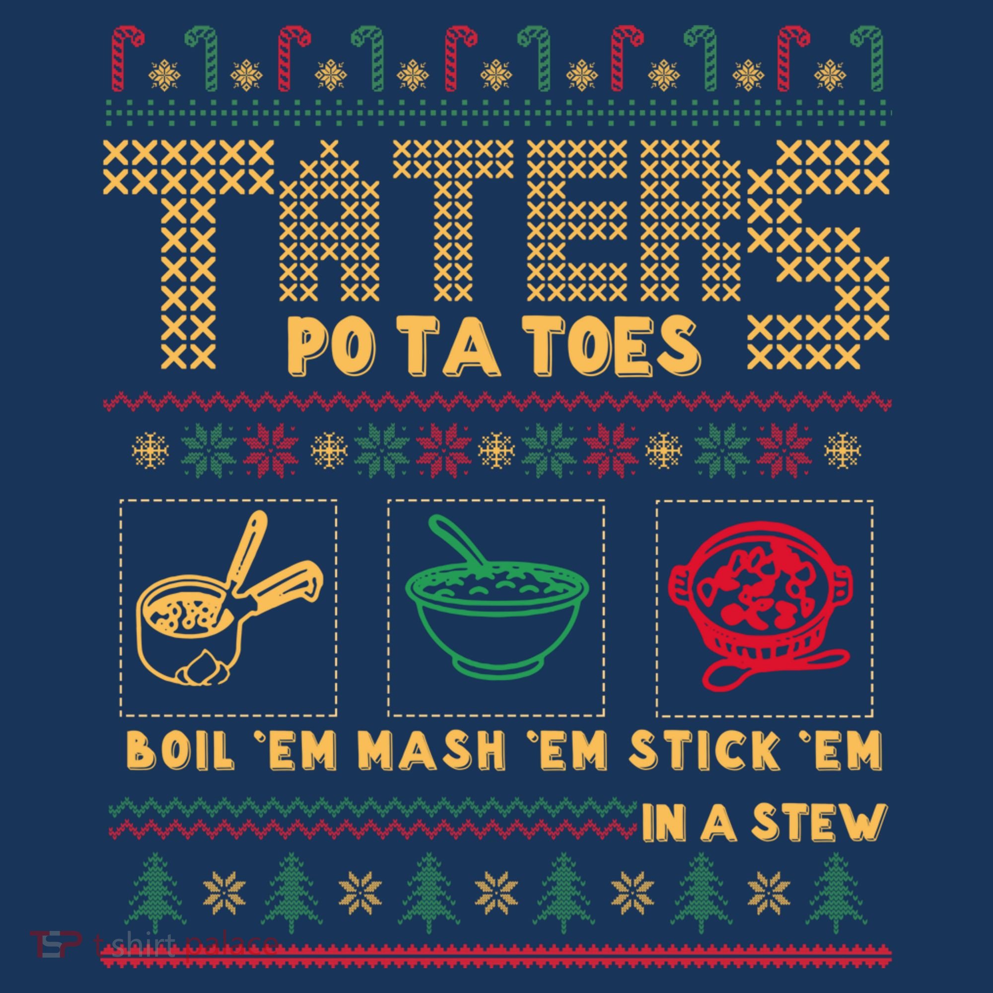 Funny Christmas Taters Potatoes Ugly Christmas Sweater Tank Top