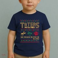 Funny Christmas Taters Potatoes Ugly Christmas Sweater Toddler T-Shirt thumb 2