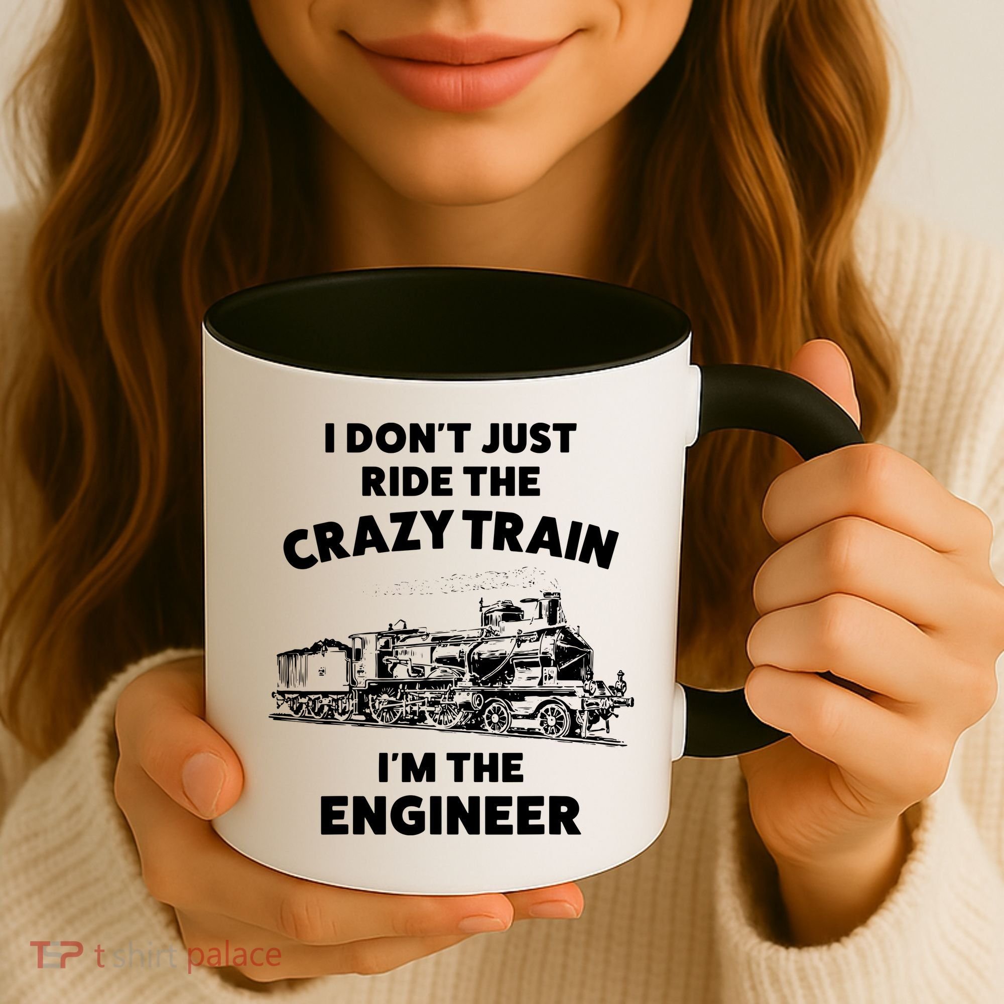 Funny Crazy Train Engineer Shirts For Women Men Coffee Mug