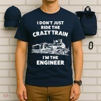 Funny Crazy Train Engineer Shirts For Women Men T-Shirt thumb 6