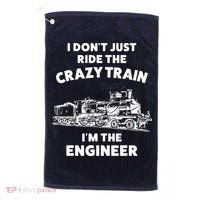 Funny Crazy Train Engineer Shirts For Women Men Golf Towel thumb 0