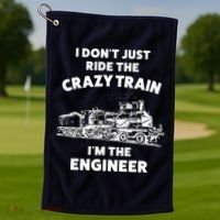 Funny Crazy Train Engineer Shirts For Women Men Golf Towel thumb 1