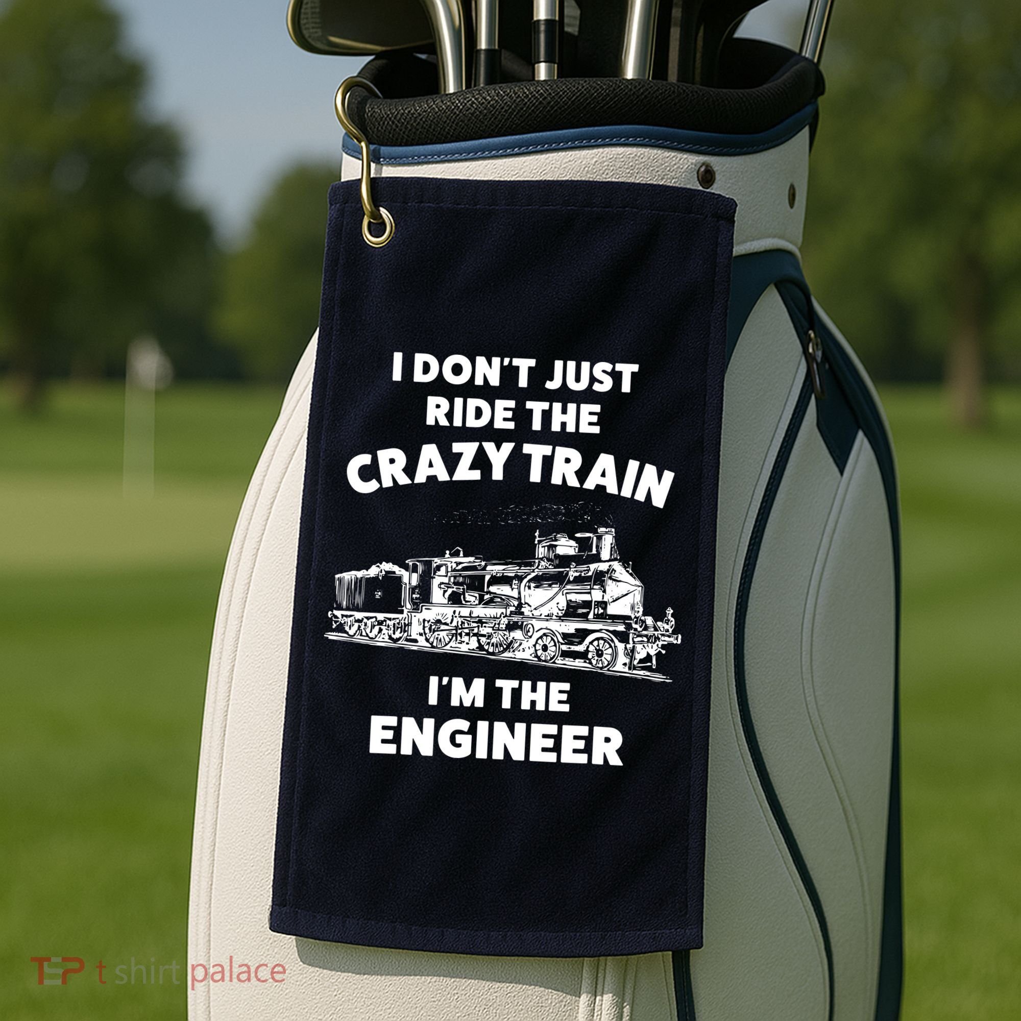 Funny Crazy Train Engineer Shirts For Women Men Golf Towel