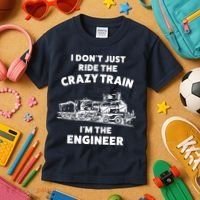 Funny Crazy Train Engineer Shirts For Women Men Kids T-Shirt thumb 3