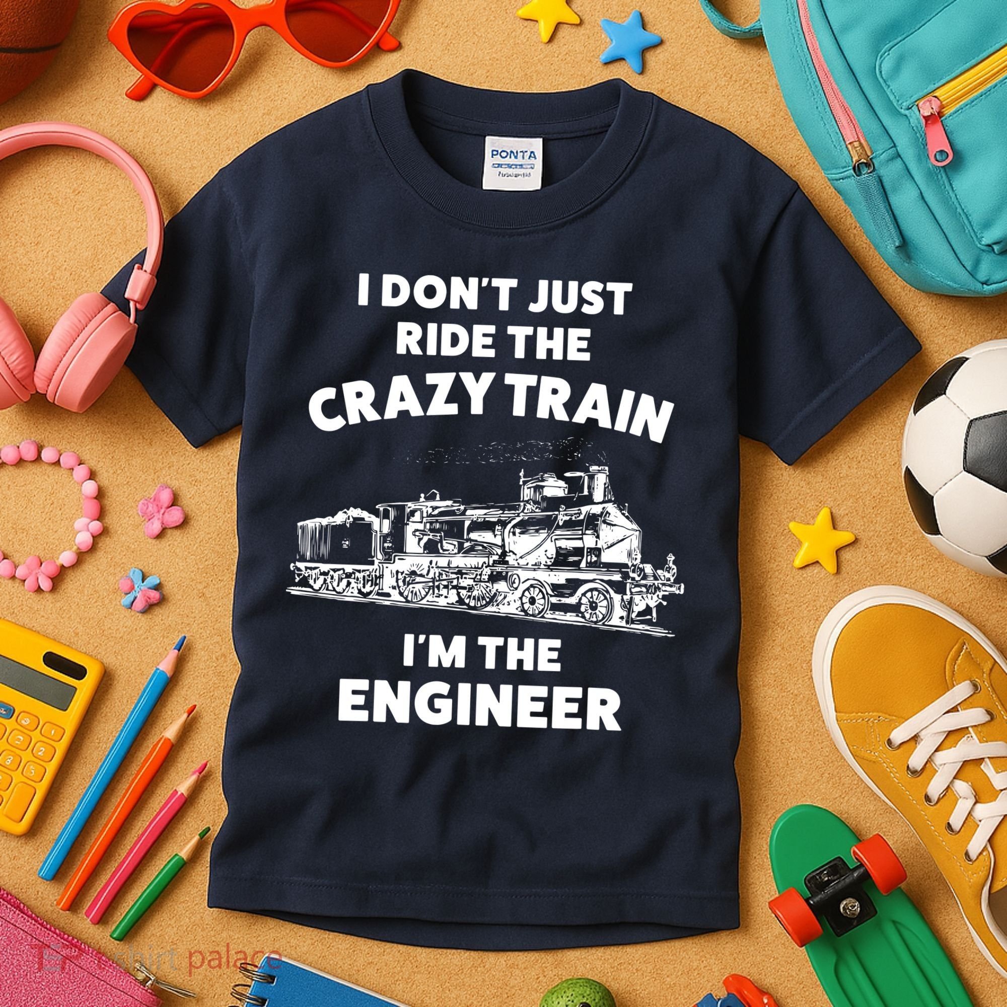Funny Crazy Train Engineer Shirts For Women Men Kids T-Shirt