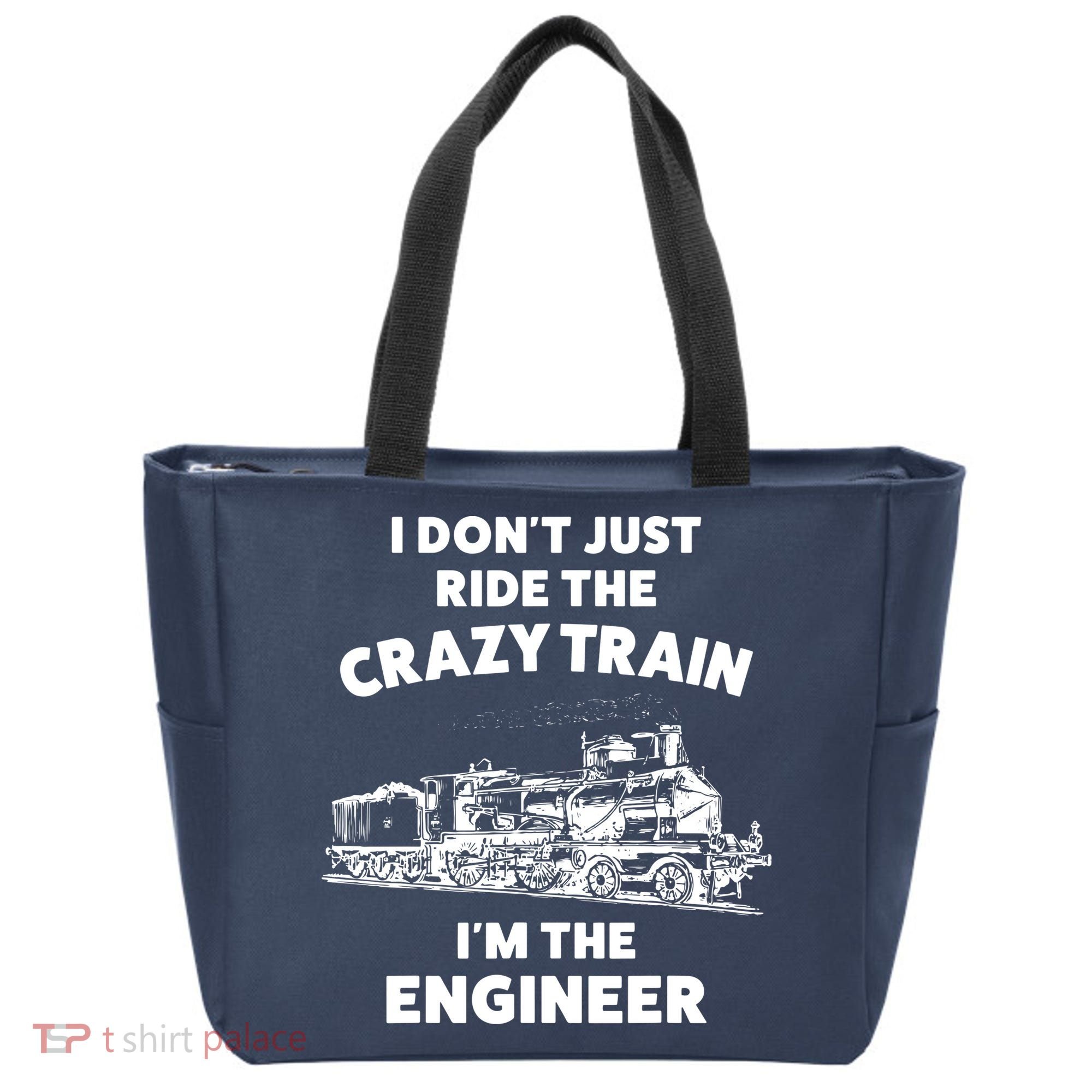 Funny Crazy Train Engineer Shirts For Women Men Tote Bag