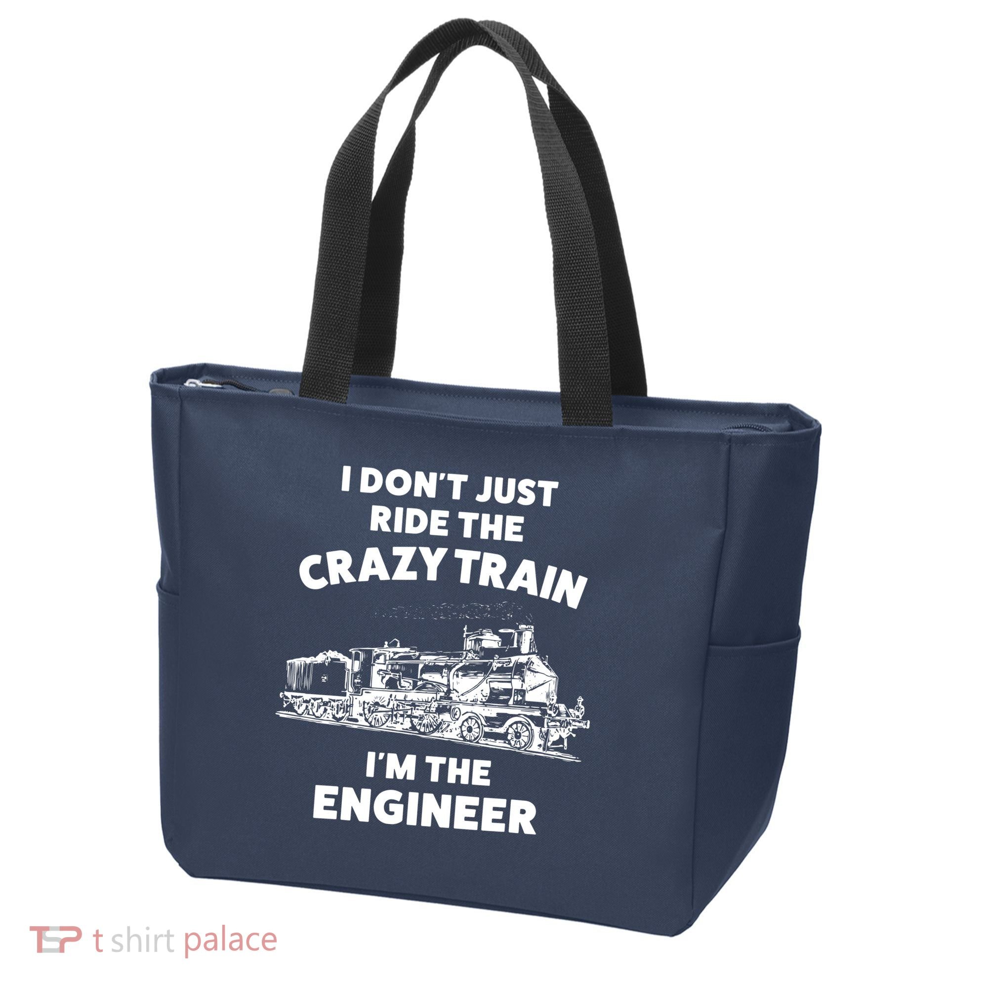 Funny Crazy Train Engineer Shirts For Women Men Tote Bag