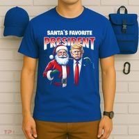 Funny Christmas Trump With Santa Favorite President Meaningful Gift T-Shirt thumb 6