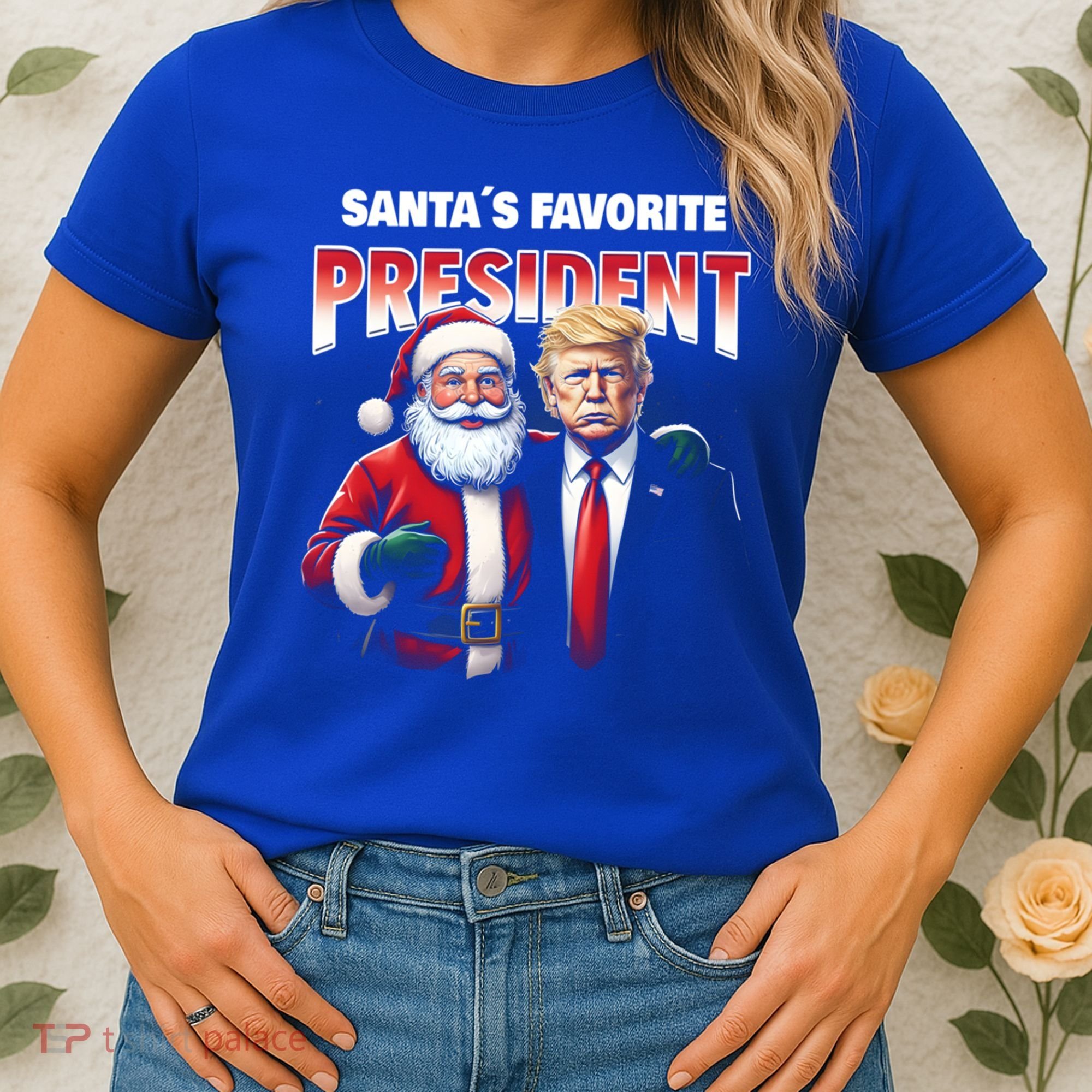 Funny Christmas Trump With Santa Favorite President Meaningful Gift Women's T-Shirt