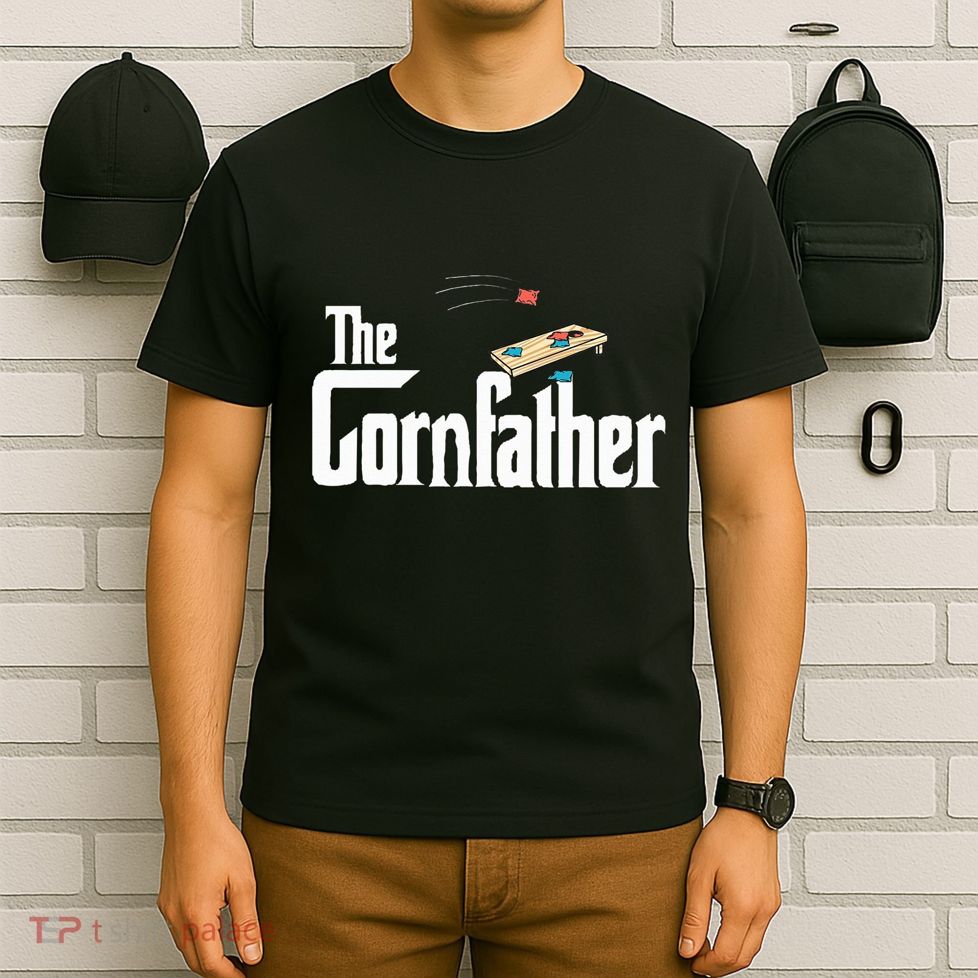 Funny Cornhole The Cornfather Funny Fathers T-Shirt
