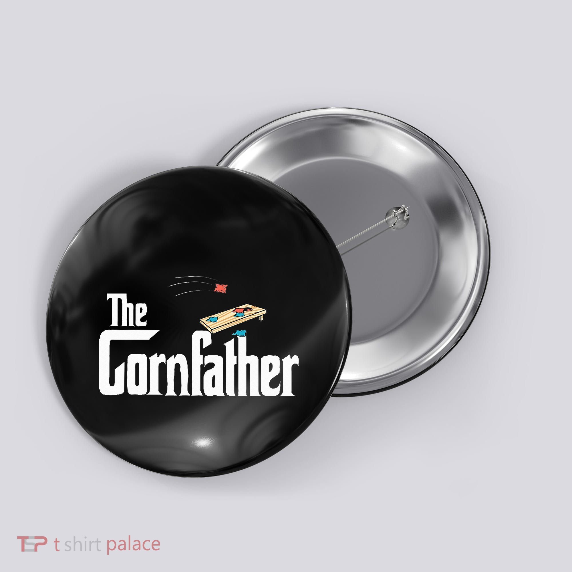 Funny Cornhole The Cornfather Funny Fathers Button