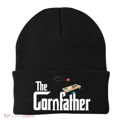 Funny Cornhole The Cornfather Funny Fathers Beanie