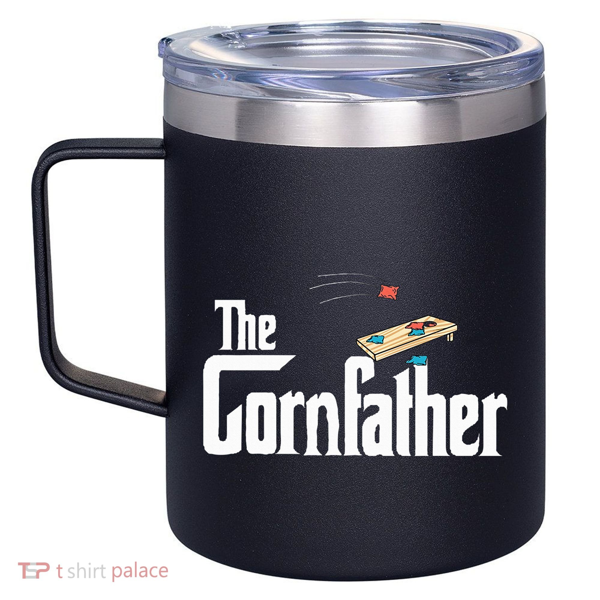 Funny Cornhole The Cornfather Funny Fathers 12oz Stainless Steel Coffee Mug