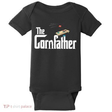 Funny Cornhole The Cornfather Funny Fathers Baby Bodysuit