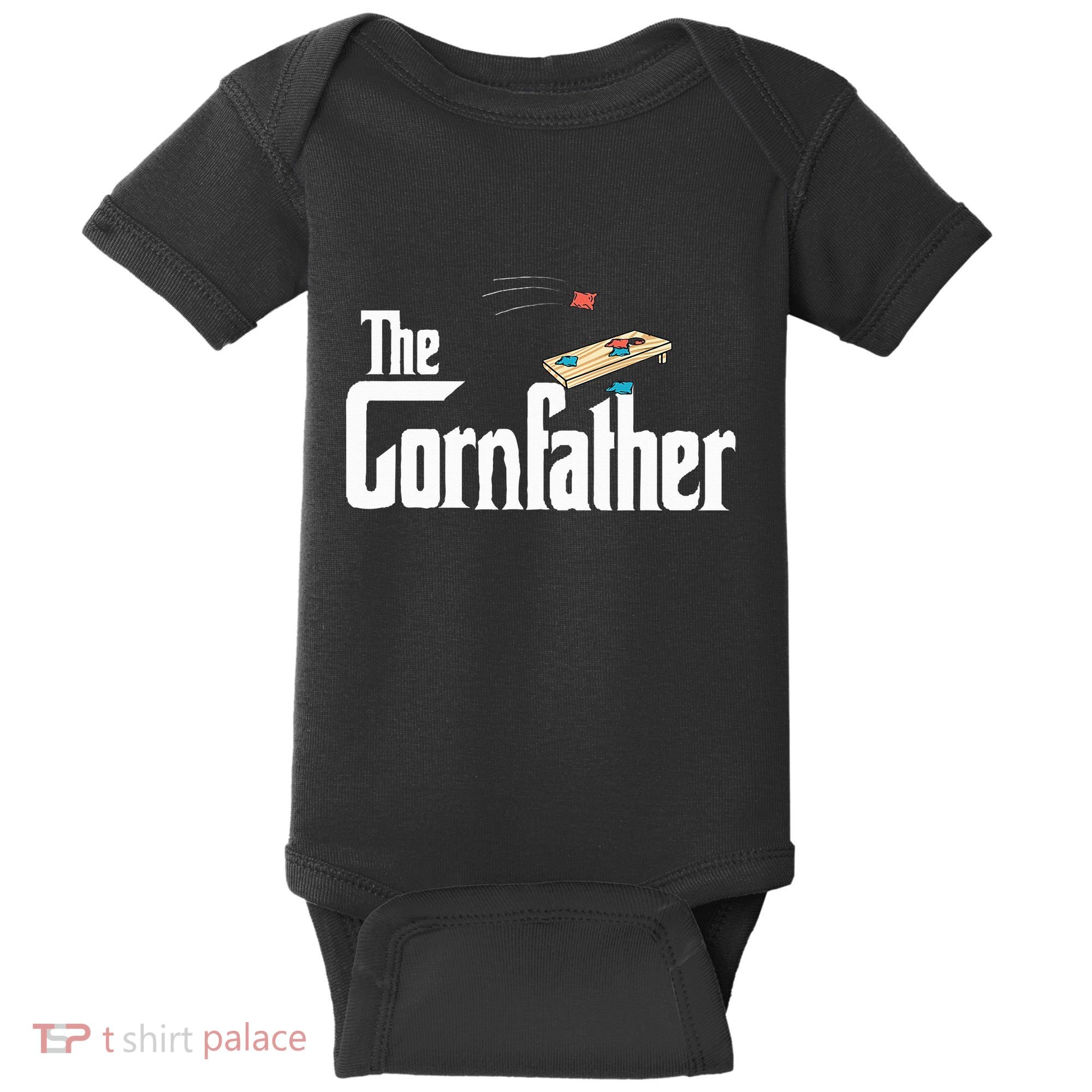 Funny Cornhole The Cornfather Funny Fathers Baby Bodysuit