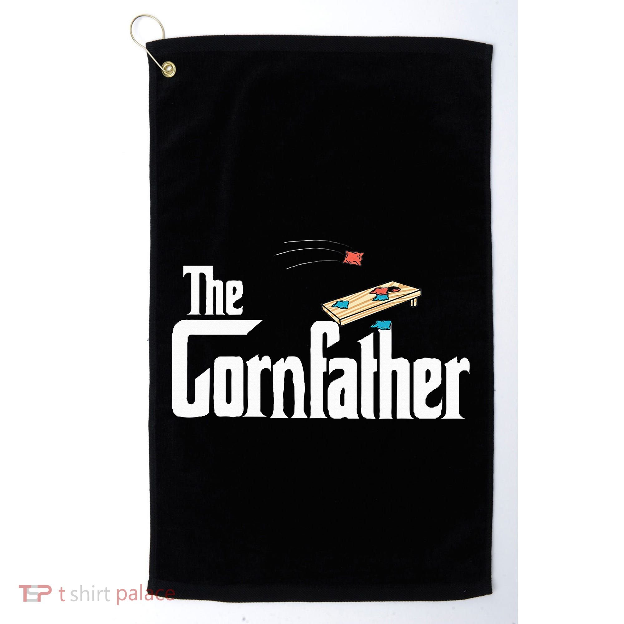 Funny Cornhole The Cornfather Funny Fathers Golf Towel
