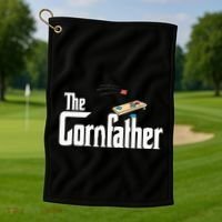 Funny Cornhole The Cornfather Funny Fathers Golf Towel thumb 1