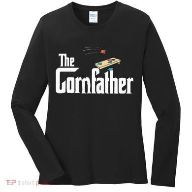 Funny Cornhole The Cornfather Funny Fathers Women's Long Sleeve Shirt
