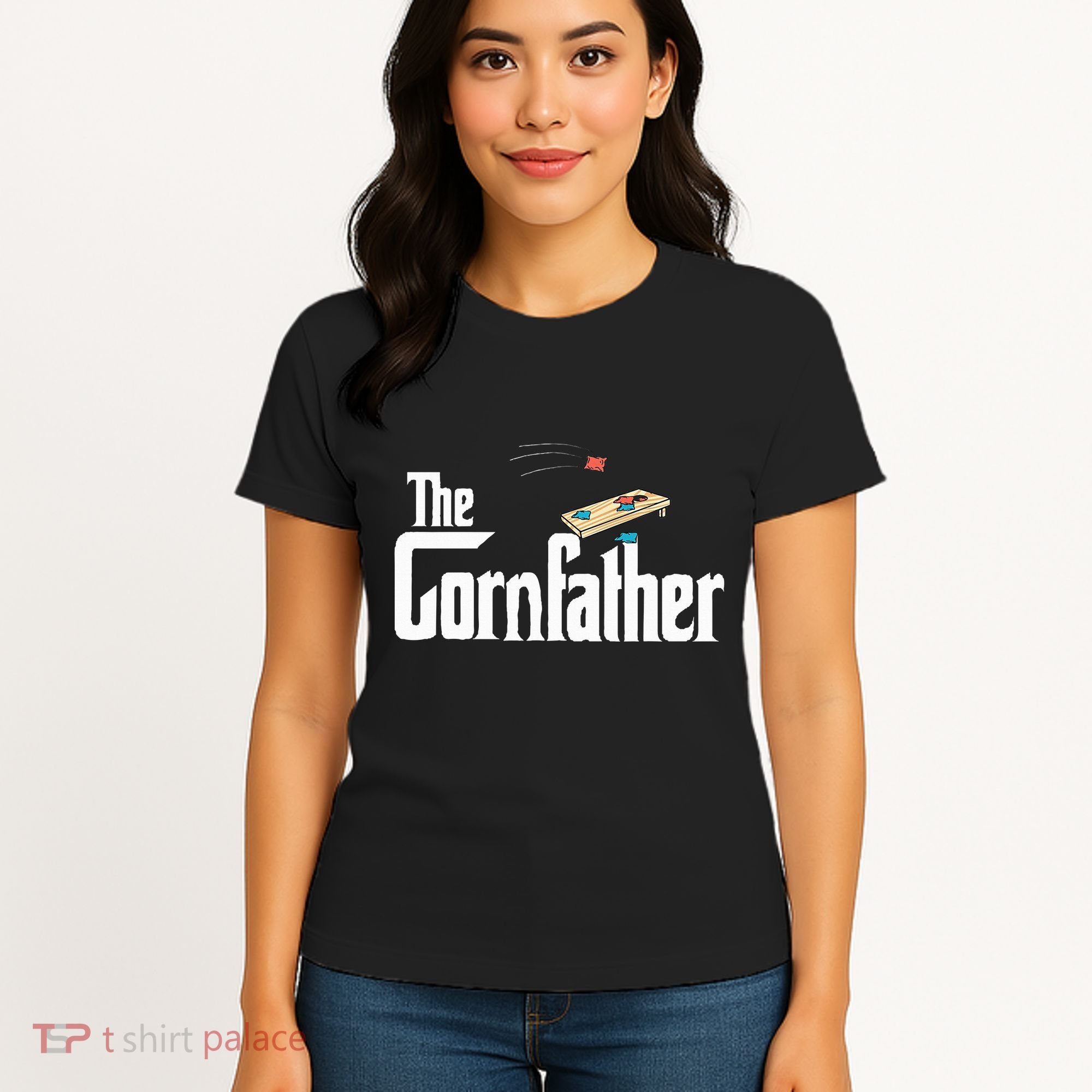 Funny Cornhole The Cornfather Funny Fathers Women's T-Shirt