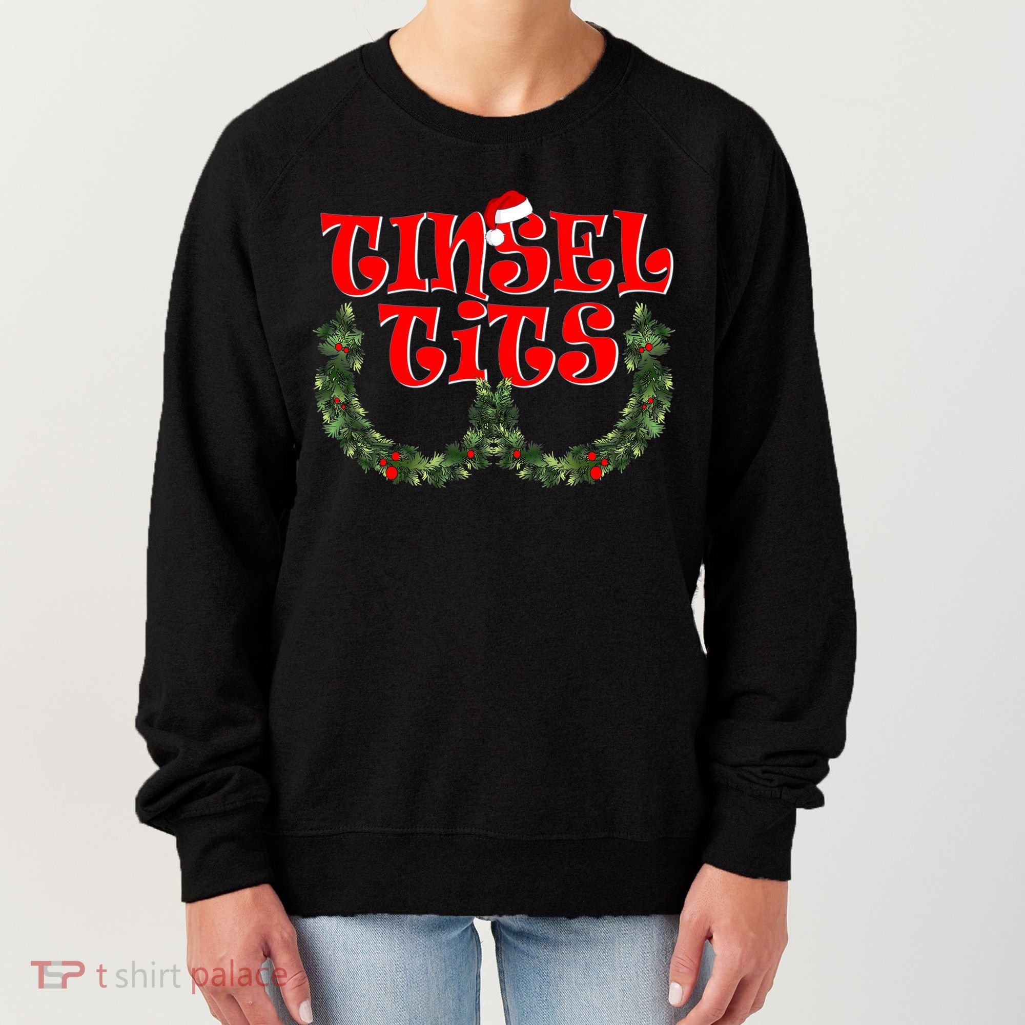 Funny Christmas Tinsel Tits Matching Couples Shirts Women's Sweatshirt