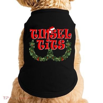 Funny Christmas Tinsel Tits Matching Couples Shirts Doggie Tank
