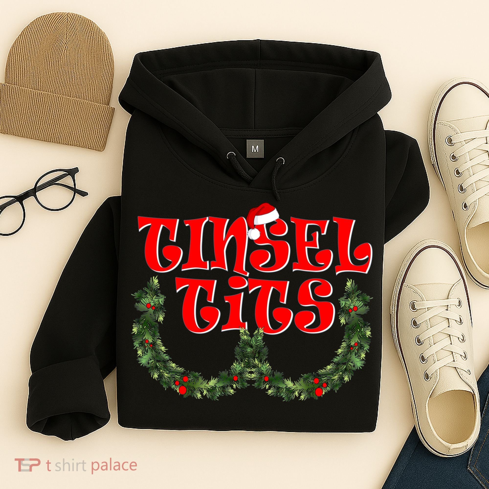 Funny Christmas Tinsel Tits Matching Couples Shirts Hoodie