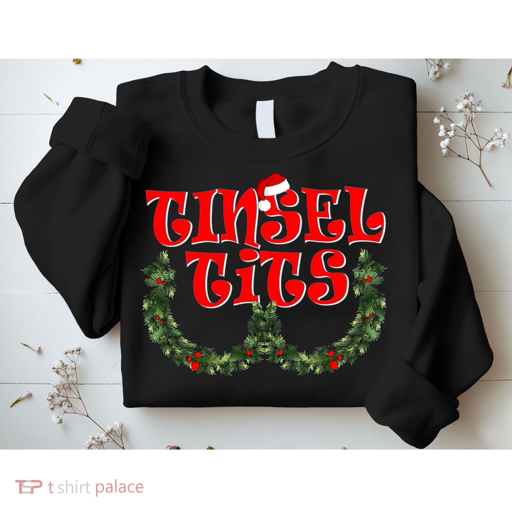 Funny Christmas Tinsel Tits Matching Couples Shirts Sweatshirt