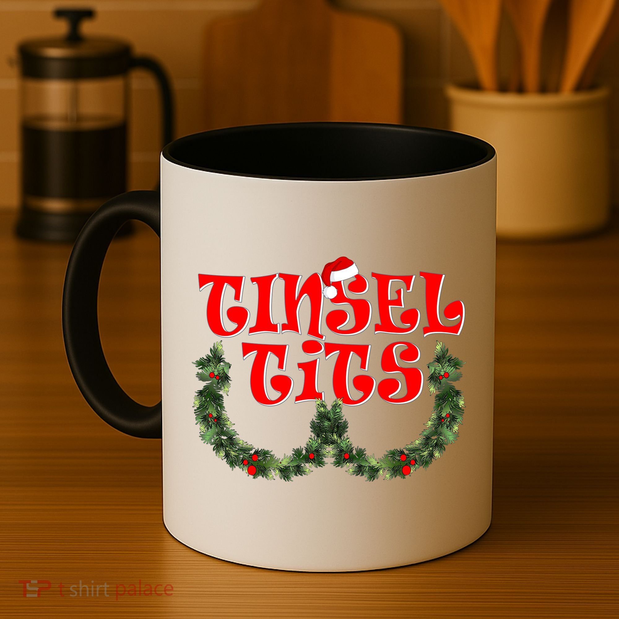Funny Christmas Tinsel Tits Matching Couples Shirts Coffee Mug