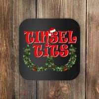 Funny Christmas Tinsel Tits Matching Couples Shirts Coaster thumb 0