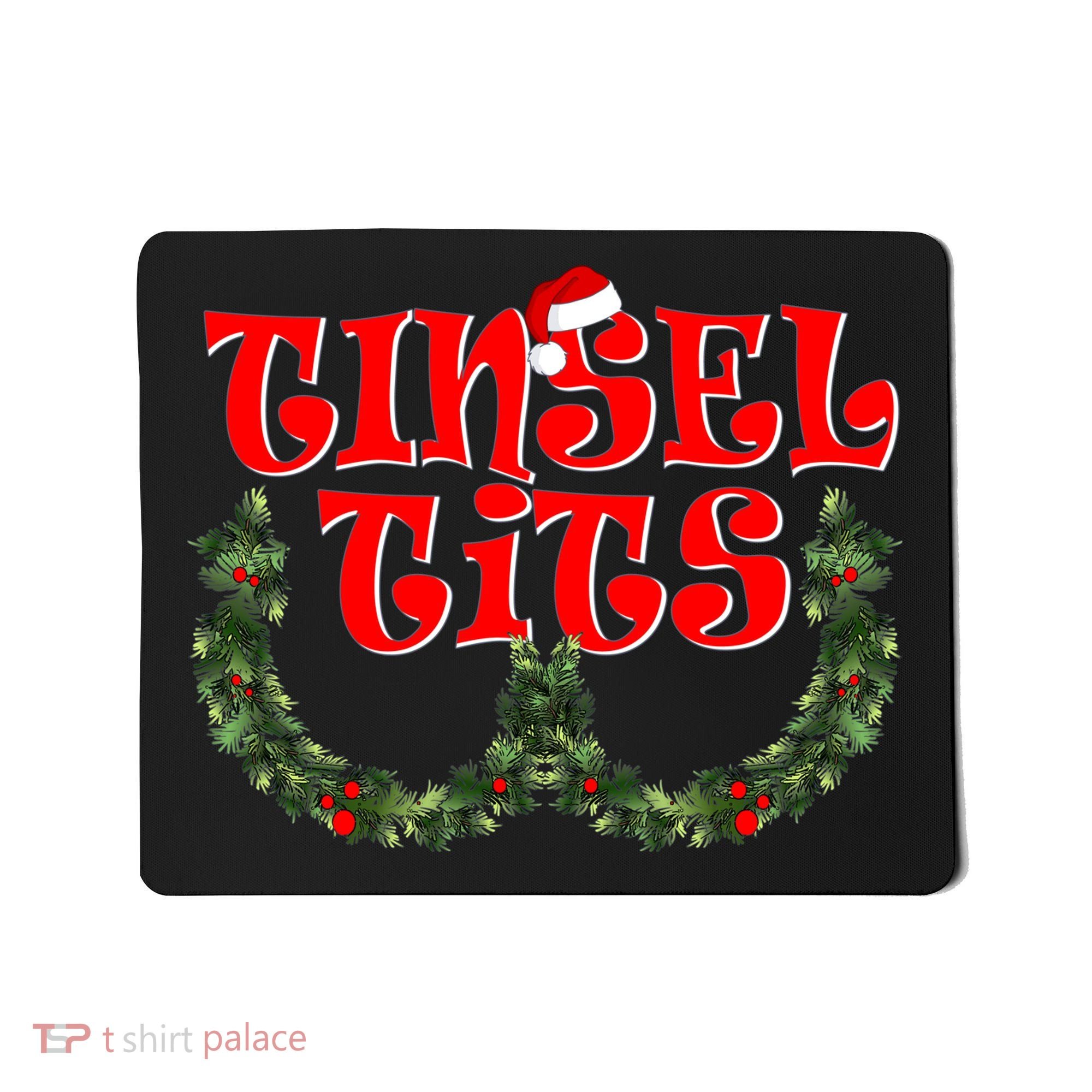 Funny Christmas Tinsel Tits Matching Couples Shirts Mousepad