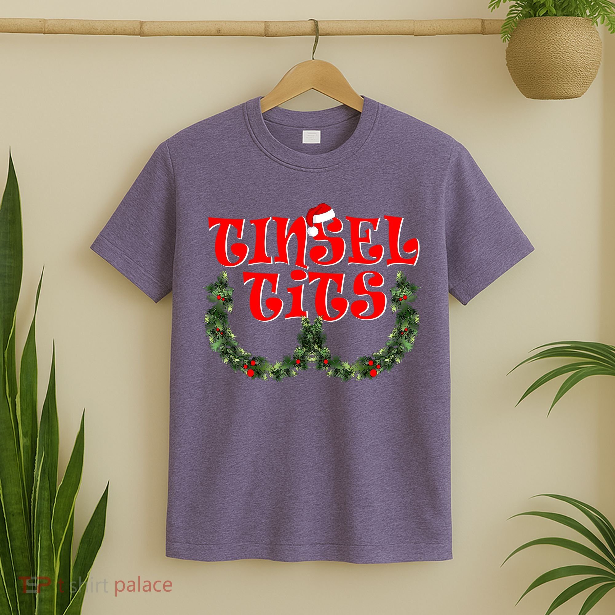 Funny Christmas Tinsel Tits Matching Couples Shirts T-Shirt