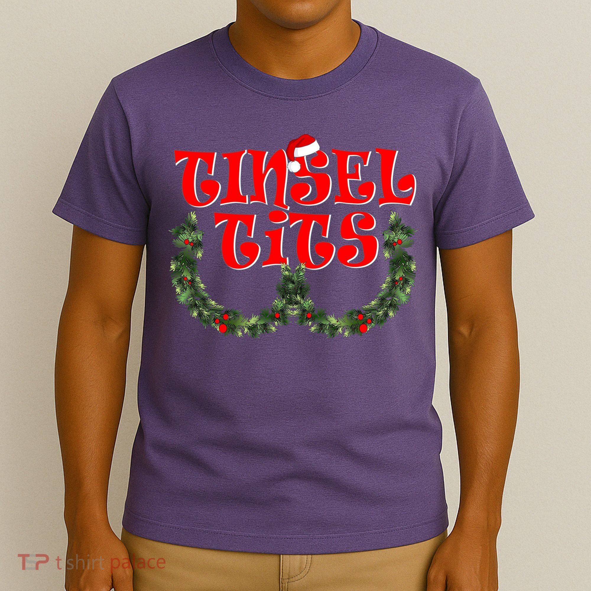 Funny Christmas Tinsel Tits Matching Couples Shirts T-Shirt