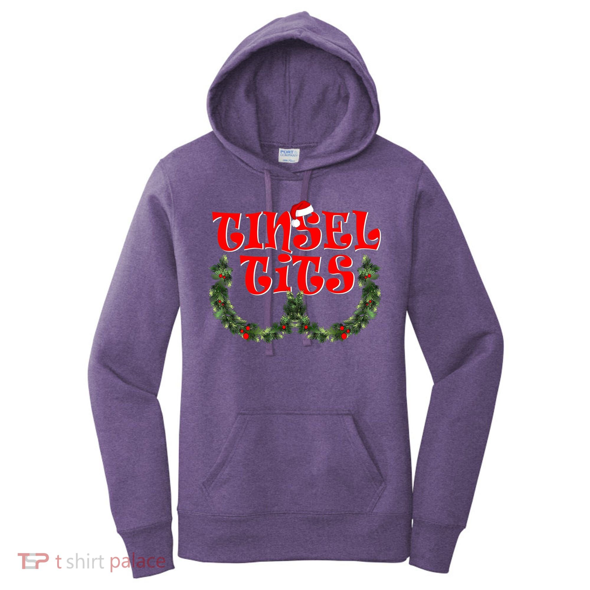 Funny Christmas Tinsel Tits Matching Couples Shirts Women's Hoodie