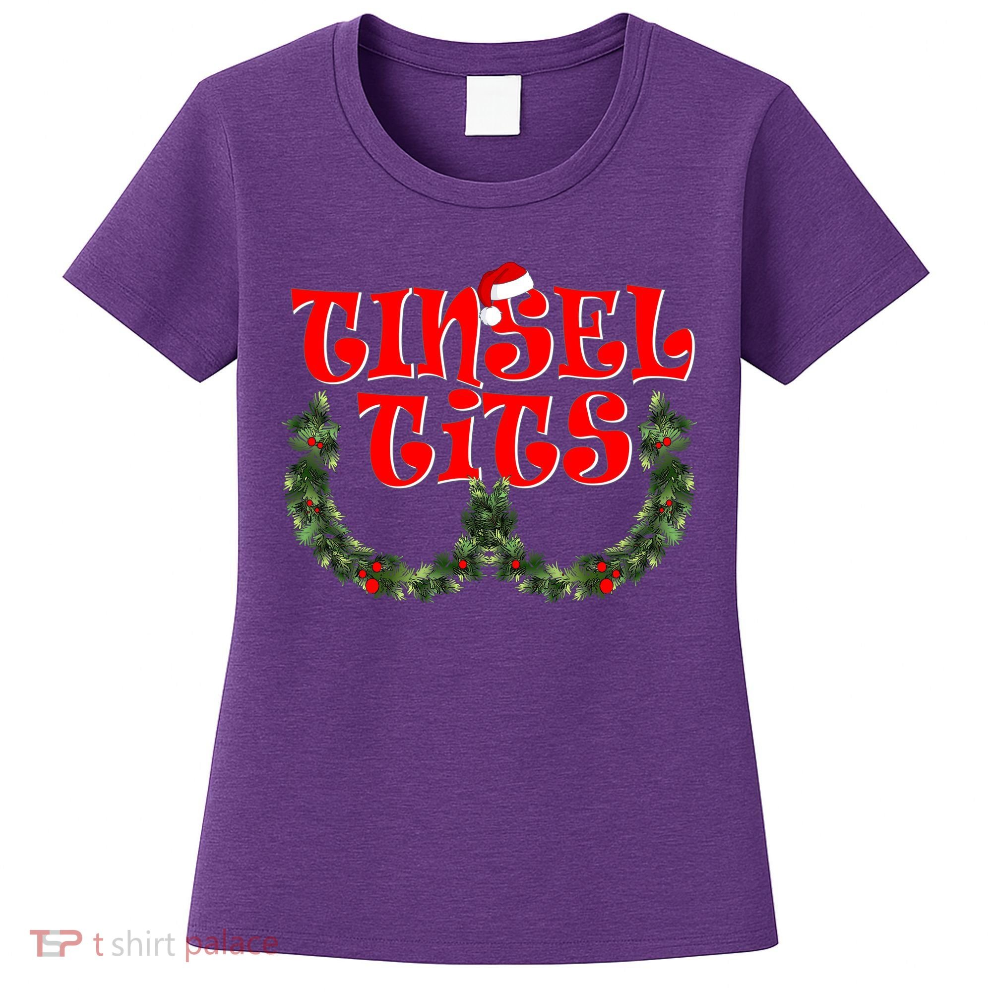 Funny Christmas Tinsel Tits Matching Couples Shirts Women's T-Shirt