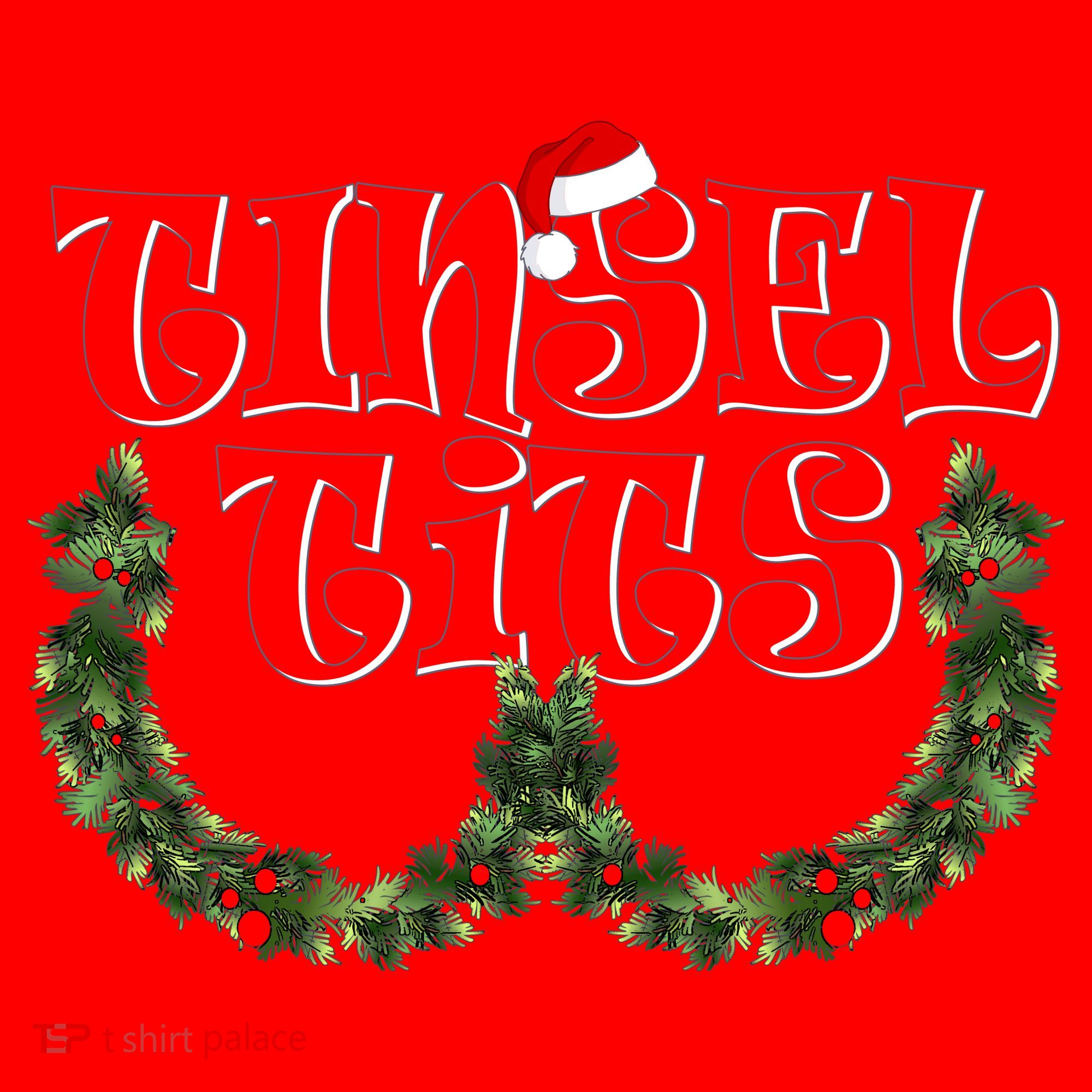 Funny Christmas Tinsel Tits Matching Couples Shirts Santa Hat