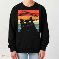 Funny Cat Tee, Galaxy Cat Spaceship Alien Cat UFO Women's Sweatshirt thumb 0