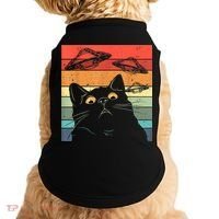 Funny Cat Tee, Galaxy Cat Spaceship Alien Cat UFO Doggie Tank thumb 0