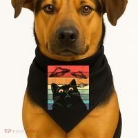 Funny Cat Tee, Galaxy Cat Spaceship Alien Cat UFO USA-Made Doggie Bandana thumb 1