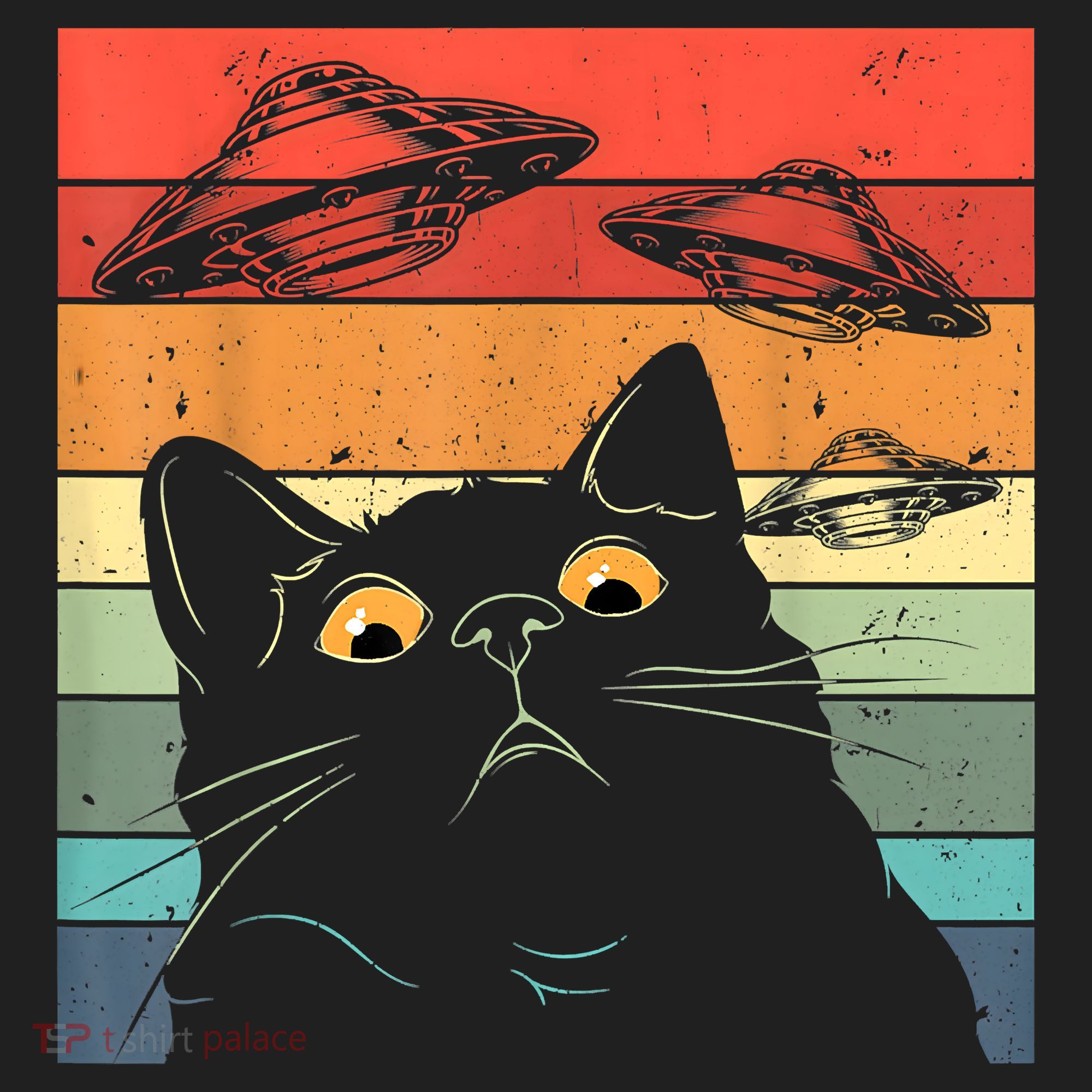 Funny Cat Tee, Galaxy Cat Spaceship Alien Cat UFO Beanie