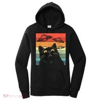 Funny Cat Tee, Galaxy Cat Spaceship Alien Cat UFO Women's Hoodie thumb 0