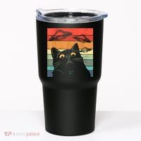 Funny Cat Tee, Galaxy Cat Spaceship Alien Cat UFO Tumbler thumb 0