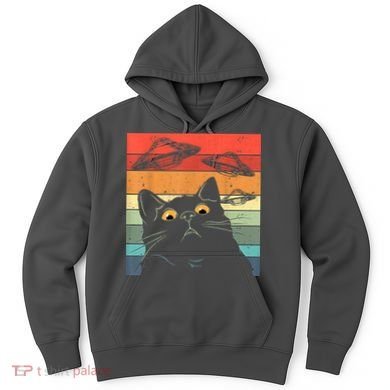 Funny Cat Tee, Galaxy Cat Spaceship Alien Cat UFO Hoodie