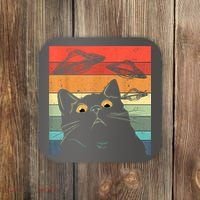 Funny Cat Tee, Galaxy Cat Spaceship Alien Cat UFO Coaster thumb 0
