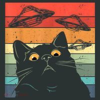 Funny Cat Tee, Galaxy Cat Spaceship Alien Cat UFO Coaster thumb 2