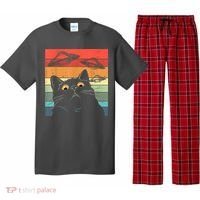 Funny Cat Tee, Galaxy Cat Spaceship Alien Cat UFO Pajama Set thumb 0