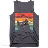 Funny Cat Tee, Galaxy Cat Spaceship Alien Cat UFO Tank Top thumb 0