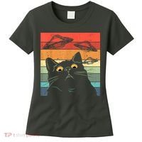 Funny Cat Tee, Galaxy Cat Spaceship Alien Cat UFO Women's T-Shirt thumb 0