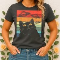 Funny Cat Tee, Galaxy Cat Spaceship Alien Cat UFO Women's T-Shirt thumb 2