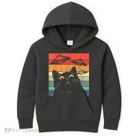 Funny Cat Tee, Galaxy Cat Spaceship Alien Cat UFO Kids Hoodie thumb 0