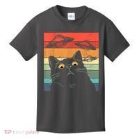 Funny Cat Tee, Galaxy Cat Spaceship Alien Cat UFO Kids T-Shirt thumb 0